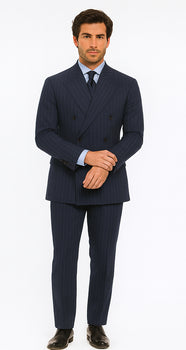 kingsman harrys pinstriped blue Double Breasted suit - Image 6