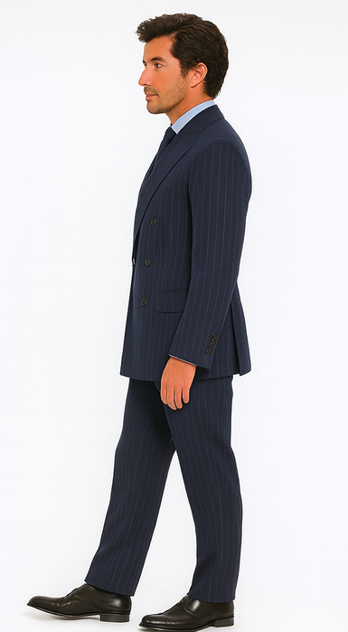kingsman harrys pinstriped blue Double Breasted suit