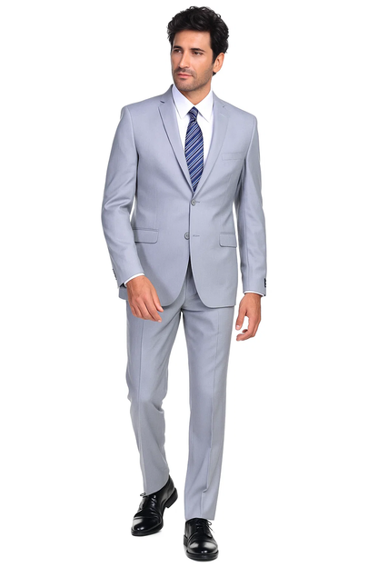 Men'S Slim Fit Suit - Fitted Suit - Skinny Suit Men'S Silver Grey Ticket Pocket 2 Button Cheap Priced Business Suits - Image 2