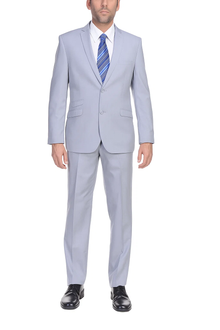 Men'S Slim Fit Suit - Fitted Suit - Skinny Suit Men'S Silver Grey Ticket Pocket 2 Button Cheap Priced Business Suits