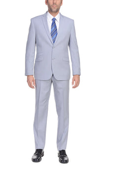 Men'S Slim Fit Suit - Fitted Suit - Skinny Suit Men'S Silver Grey Ticket Pocket 2 Button Cheap Priced Business Suits