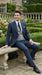 Men’s Navy Blue Three Piece Formal Suit – Cutaway Tuxedo Blazer Trousers for Wedding Tailcoat