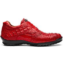 Marco Di Milano Kratos Men's Red Shoes Exotic Caiman Crocodile Sneakers