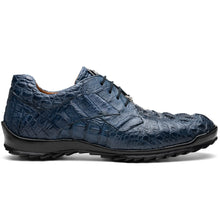 Marco Di Milano Kratos Men's Blue Jean Shoes Exotic Caiman Crocodile Sneakers