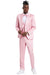 Graduation Suit - Men's One Button Vested Shiny Satin Sharkskin Prom & Wedding Party Suit in Dusty Rose