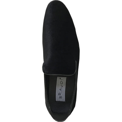 Bravo Mens Modern Slip On Velvet Tuxedo Loafer in Black - Men's Dress Shoes