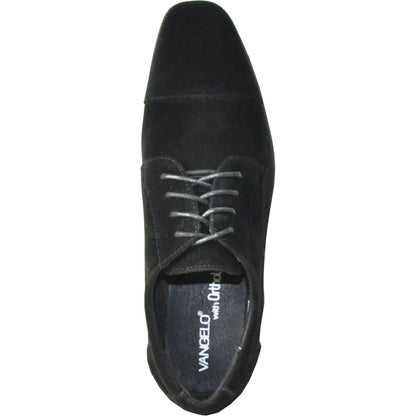 Bravo Mens Formal Suede Style Wedding & Prom Cap Toe Dress Shoe in Black
