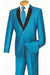 Mens 2 Buttton Slim Contrast Peak Lapel Tuxedo in Turquoise
