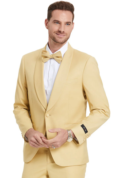 Mens Easter Suit - Jacket and Pants in Summer Color Dijon Yellow  Light Weight Modern Fit