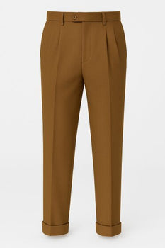 Mens Pleated Dress Pants Chocolate Brown Wide Leg Slacks Pleated Baggy Dress Trousers Unhemmed Unfinished Bottom