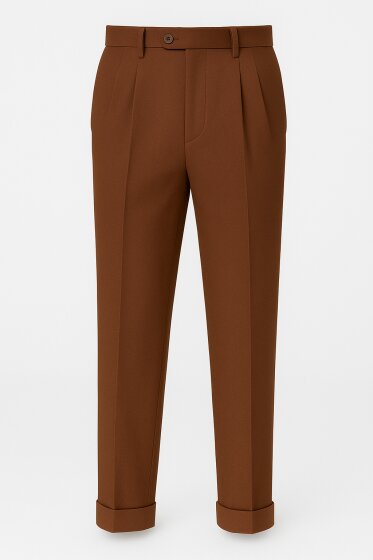 Mens Pleated Dress Pants Chocolate Brown Wide Leg Slacks Pleated Baggy Dress Trousers Unhemmed Unfinished Bottom