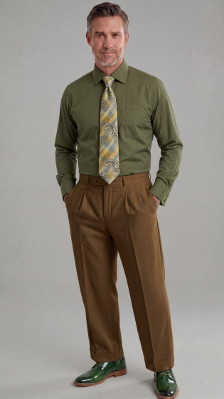 Mens Wide Leg Pants Classic Fit Pleated Pants in Color "Bronze" 20.5 inch bottom Pants come lined to the knee.