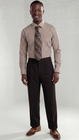 Mens Wide Leg Pants Classic Fit Pleated Pants in Color "Brown" 20.5 inch bottom Pants come lined to the knee.