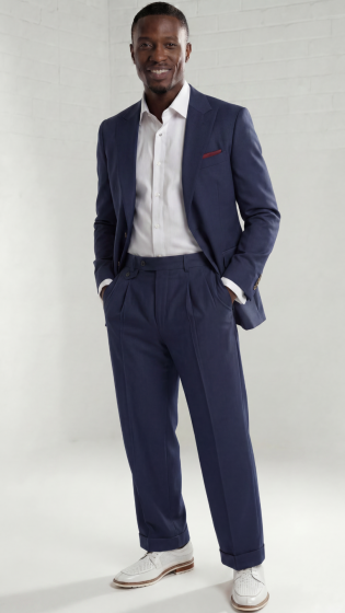 Mens Wide Leg Pants Classic Fit Pleated Pants in Color "Navy" 20.5 inch bottom Pants come lined to the knee.