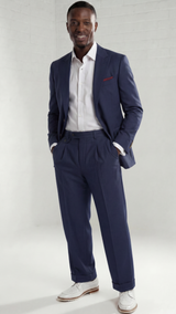 Mens Wide Leg Pants Classic Fit Pleated Pants in Color "Navy" 20.5 inch bottom Pants come lined to the knee.