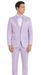 Men's Lavender Satin Slim Fit Tazzio 3 Piece Suit with Double Breasted Vest and Peak Lapel Jacket