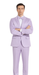Men's Lavender Satin Slim Fit Tazzio 3 Piece Suit with Double Breasted Vest and Peak Lapel Jacket