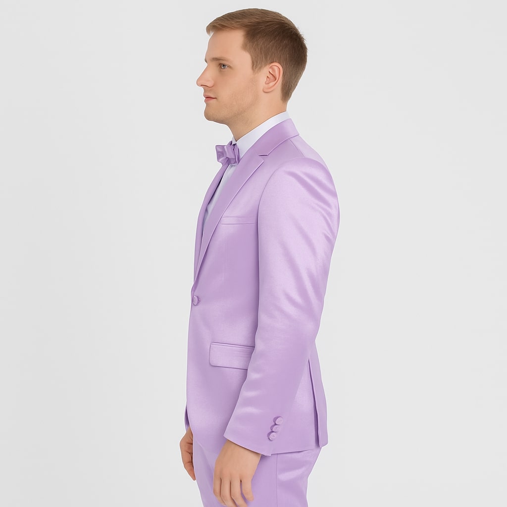 Lavender Satin Tuxedo Set – 4-Piece Statement for Weddings & Proms - Image 4