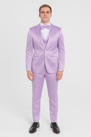 Lavender Satin Tuxedo Set – 4-Piece Statement for Weddings & Proms