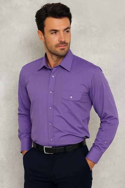Affordable Clearance Cheap Mens Dress Shirt Sale Online Trendy - Slim Fit - Lavender Color Men's Dress Shirt - Image 2