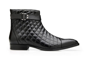 Belvedere Mens Quilted Ostrich Captoe Boots Black Libero