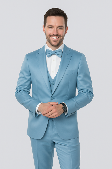 Mens Modern Fit Shiny Sharkskin Suit in Purple