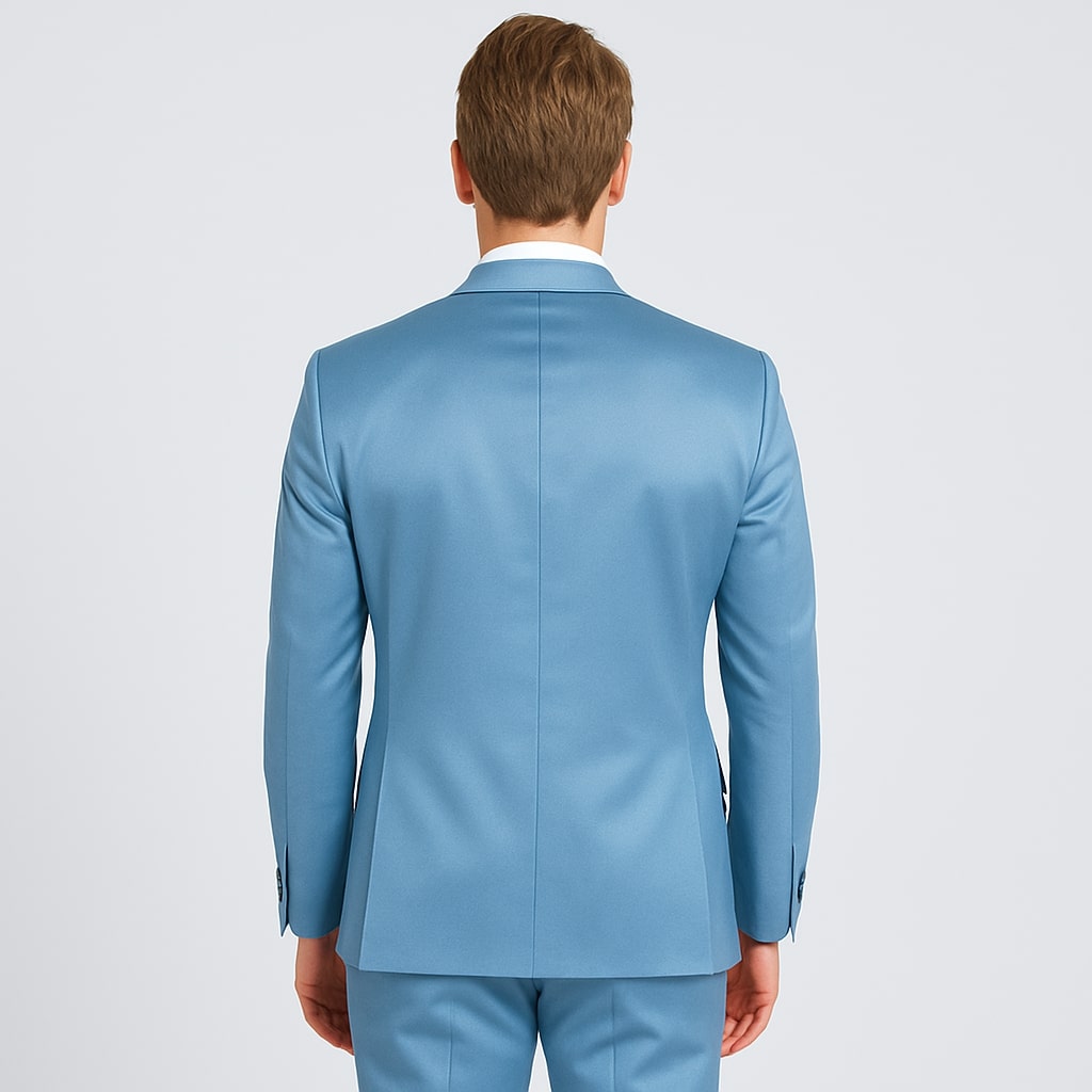 Light Blue Satin Tuxedo Set – 4-Piece Formal Look for Weddings & Proms - Image 3