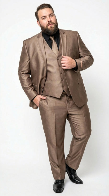 Men’s Bronze Brown Mocco 3 Piece Suit – Modern Formal Suit Set for Wedding, Prom and Business Events Light Brown Coffee Dark Tan Modern Fit