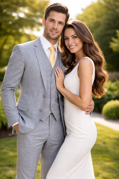 Mantoni Light Gray Suit for Men – Elegant Wedding and Business Formal Suit