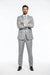 Light Gray Slim Fit 2 Piece Tuxedo With Satin Peak Lapel