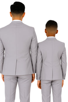 Father and Son Suits - Light Grey Boys Suit Perry Ellis Vested Boy's Wedding Suit in Light Grey - Image 3