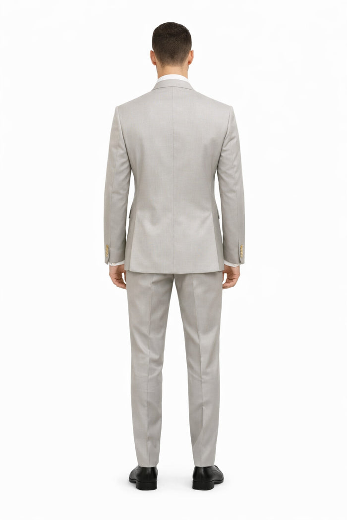 Mens Double Breasted Blazer - Wool Light Grey Sport Coat With Gold Buttons - Image 2