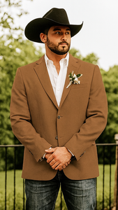 Light Tan Western Blazer - Sand Color