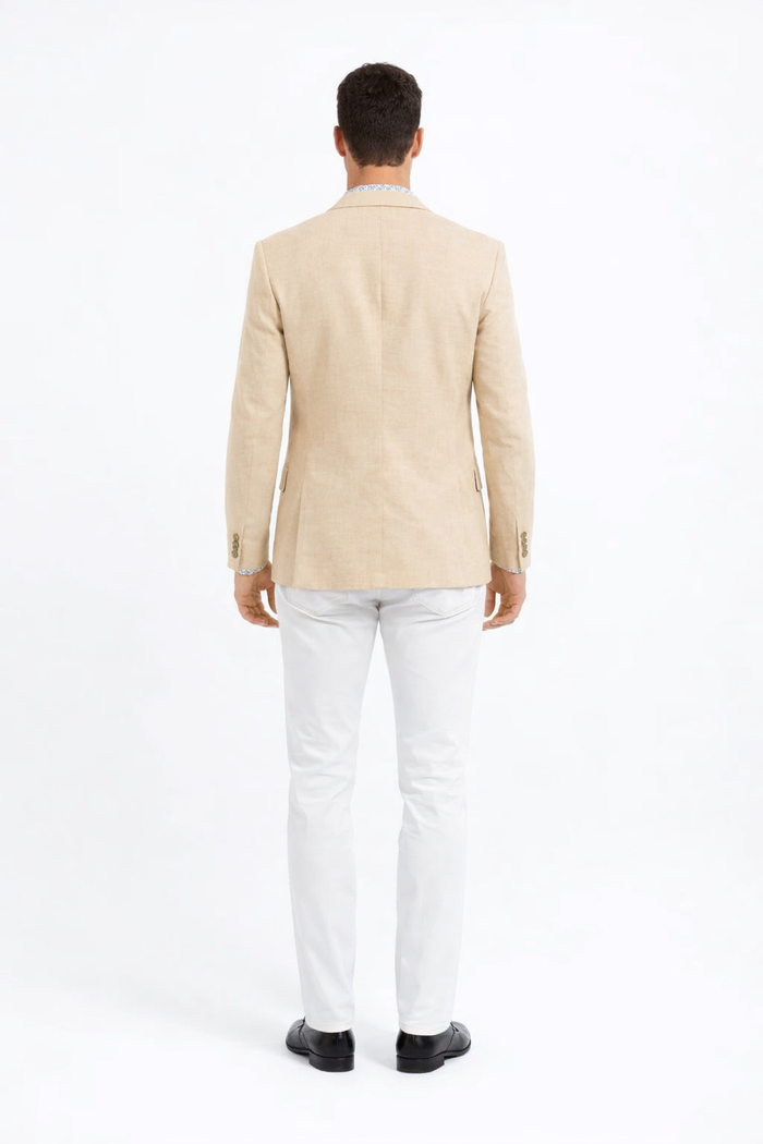 Linen Blazer - Champagne Linen Sportcoat - Image 2