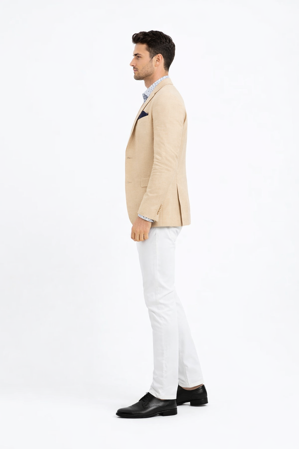 Linen Blazer - Champagne Linen Sportcoat - Image 3