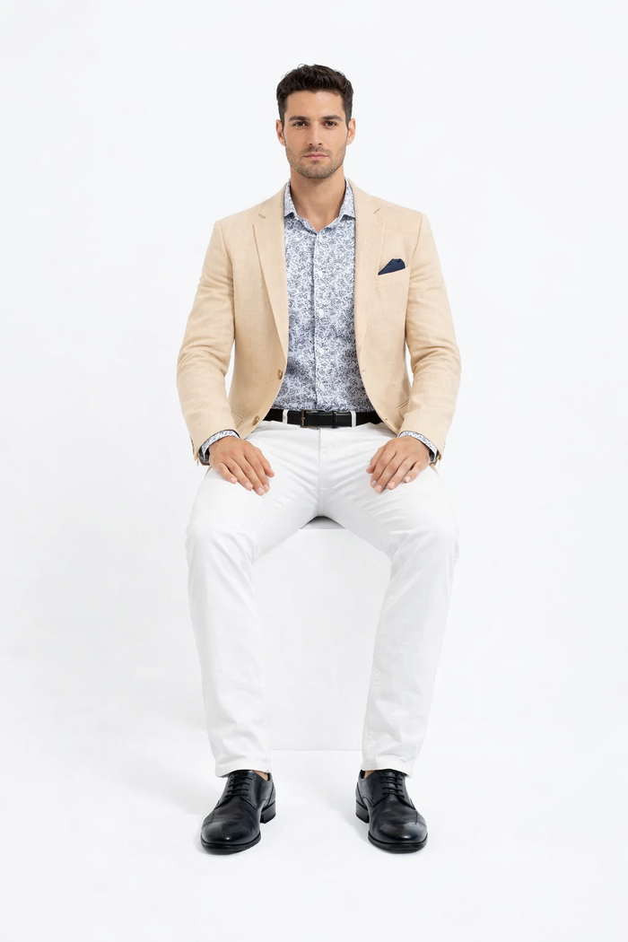 Linen Blazer - Champagne Linen Sportcoat - Image 4
