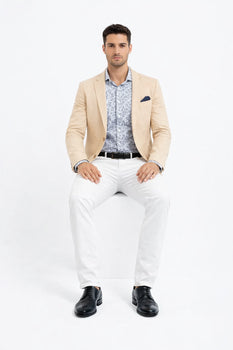 Linen Blazer - Champagne Linen Sportcoat - Image 4