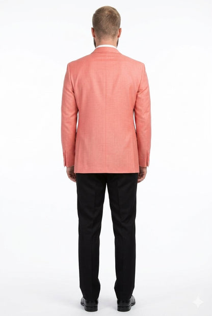 Mens Suit Blazer Jacket Two Button Stretch Sports Coats Classic Fit Living Coral