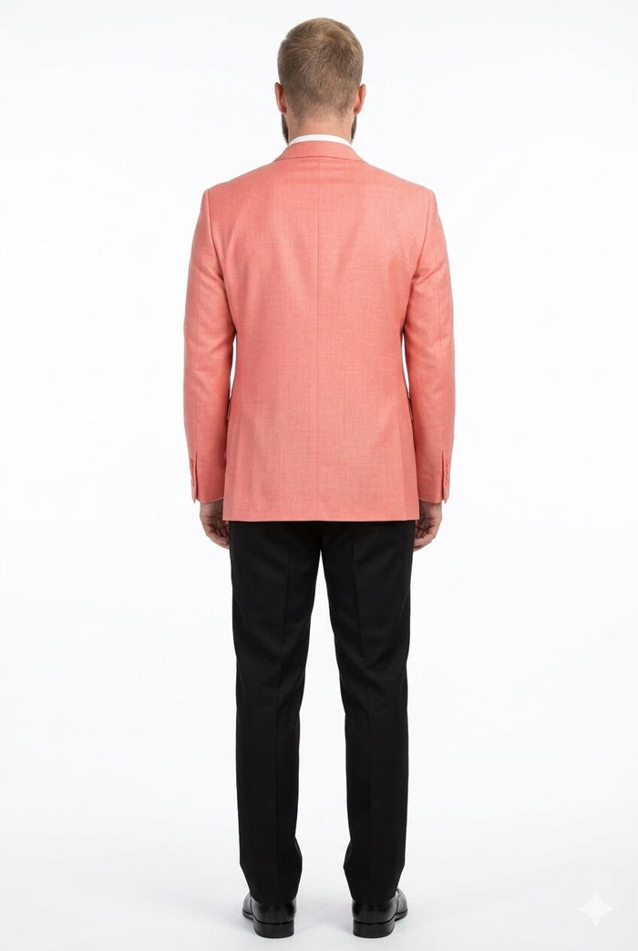 Mens Suit Blazer Jacket Two Button Stretch Sports Coats Classic Fit Living Coral