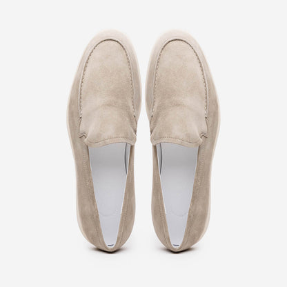 Zelli Livorno Sueded Italian Goatskin Casual Slip-On Loafer in Bone