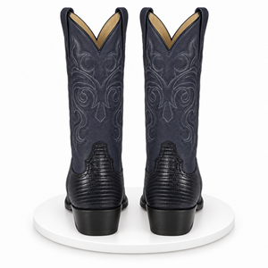 Lizard Cowboy Boots J-Toe Navy Blue
