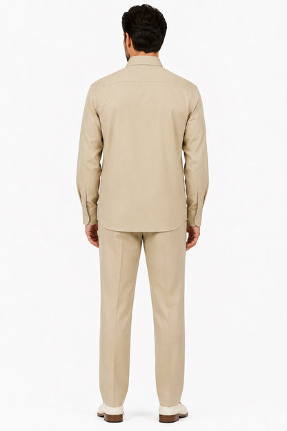 Long Sleeve Walking Suit - Casual Suits For Men + Mens Leisure Suit + Khaki
