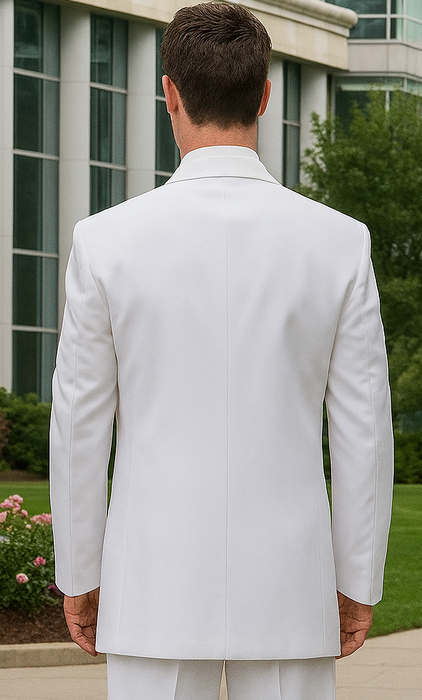 Longer Coat 4 Button White Notch Tuxedo -38\ 4 Button \Long Coat Tuxedo\-