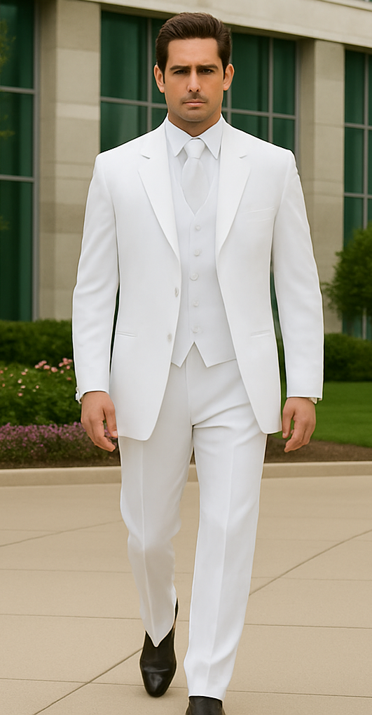 Longer Coat 4 Button White Notch Tuxedo -38\ 4 Button \Long Coat Tuxedo\- - Image 2