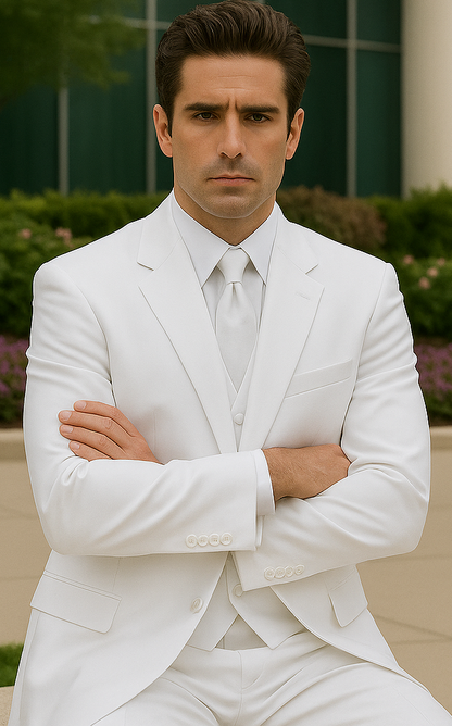 Longer Coat 4 Button White Notch Tuxedo -38\ 4 Button \Long Coat Tuxedo\- - Image 5