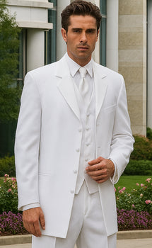 Longer Coat 4 Button White Notch Tuxedo -38\ 4 Button \Long Coat Tuxedo\- - Image 8