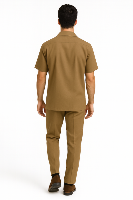 Longstry Men'S Suit 100% Linen Fabric – Khaki - Mens Linen Suit