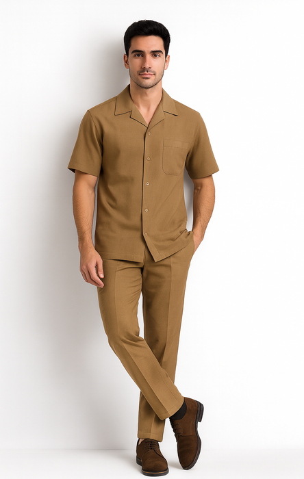 Longstry Men'S Suit 100% Linen Fabric – Khaki - Mens Linen Suit