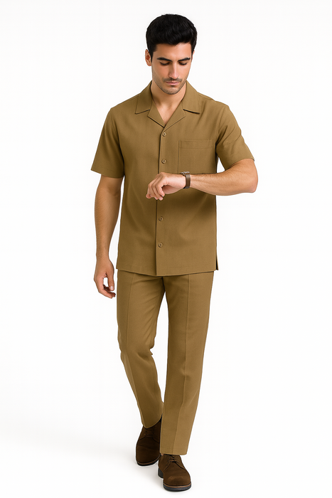 Longstry Men'S Suit 100% Linen Fabric – Khaki - Mens Linen Suit