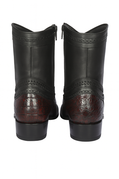 Los Altos Black Cherry Caiman Tail Low Shaft European Square Toe Men’s Boot - Image 8
